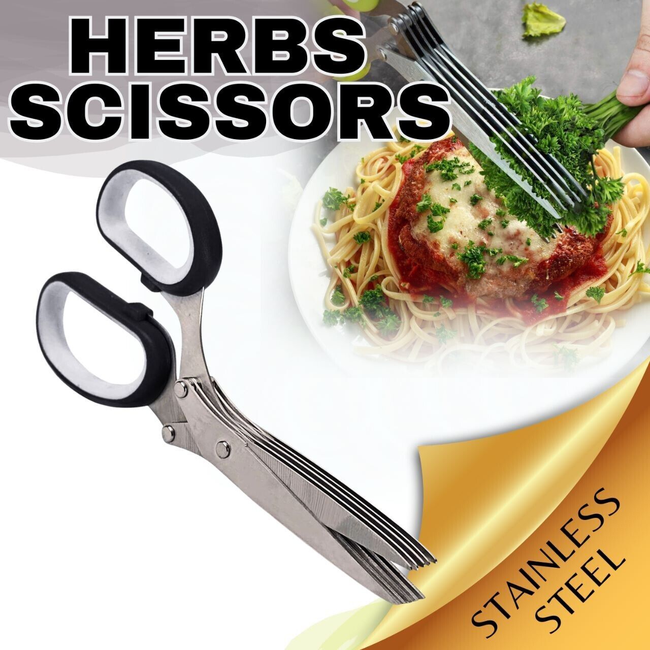 Herb Scissors With Multi Blades Stainless Steel Fast Cutting Shear Kitchen Tool - Body By J'ne