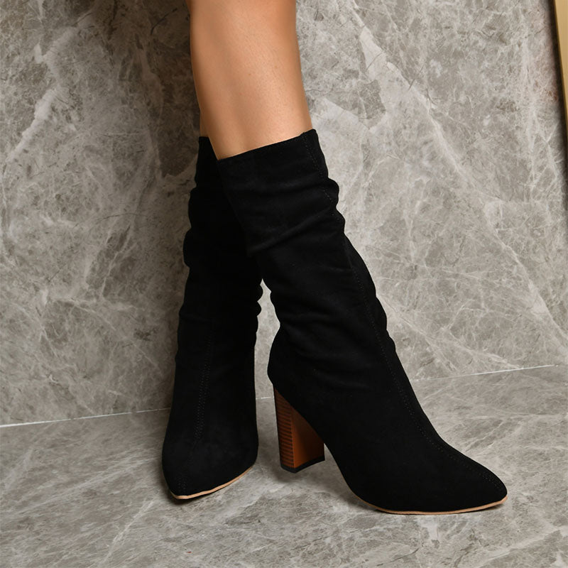 Vicky Mid-calf Suede Boots - Body By J'ne