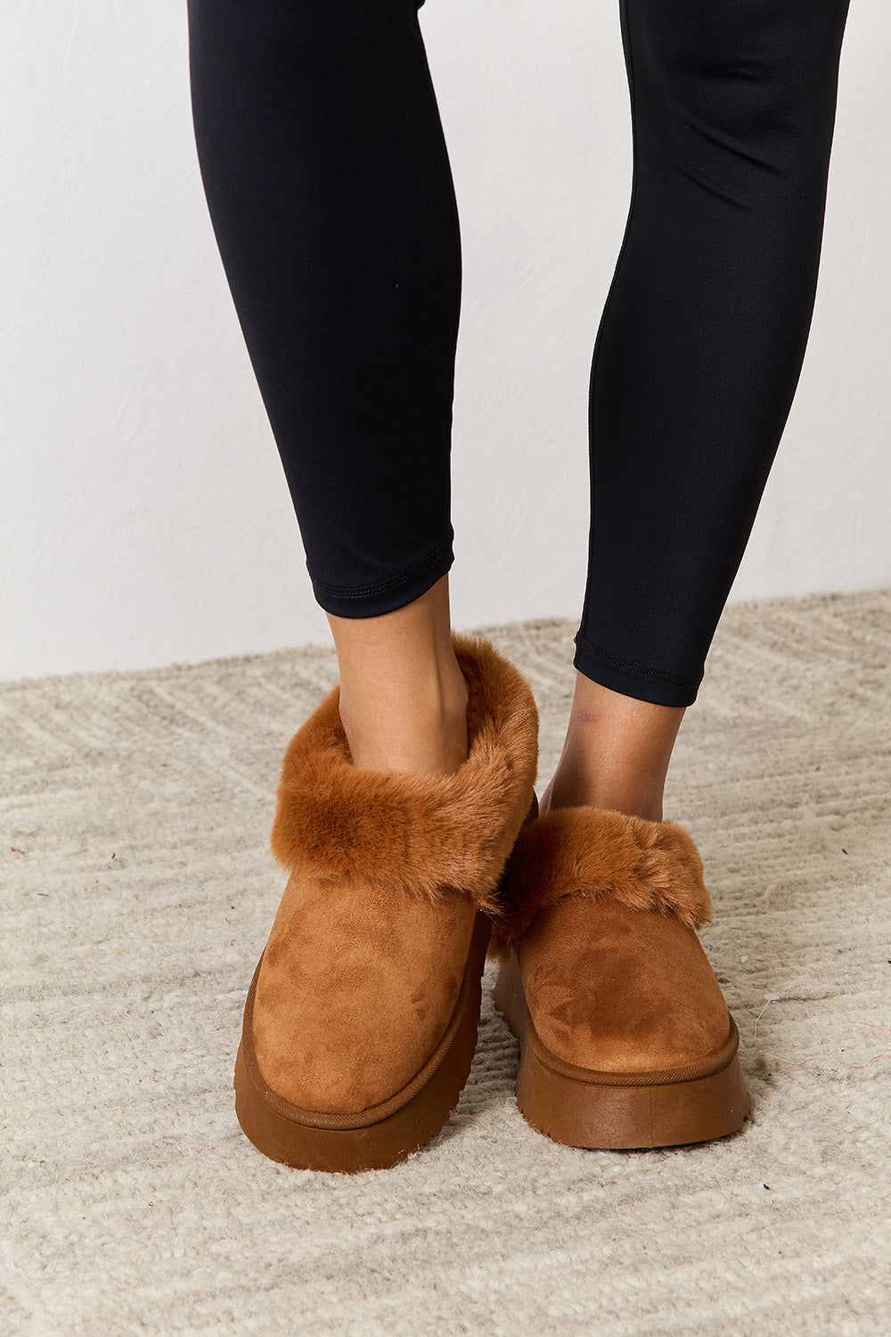 Furry Chunky Platform Ankle Boots - Body By J'ne
