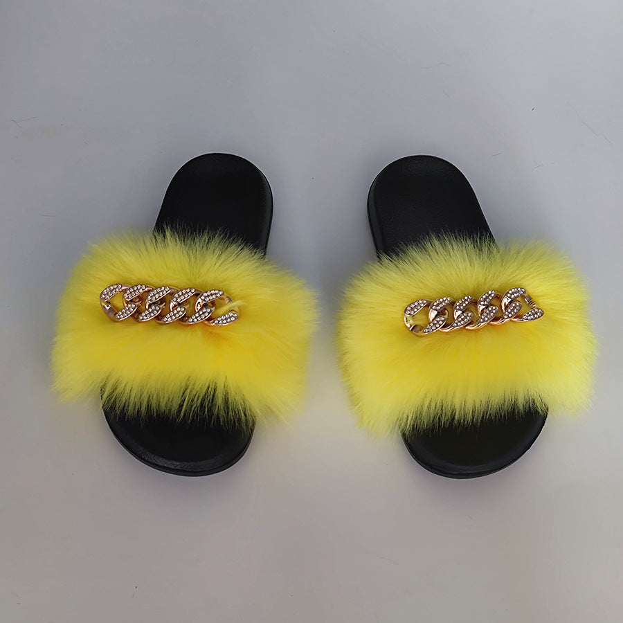 Plush Chain Slippers - Body By J'ne