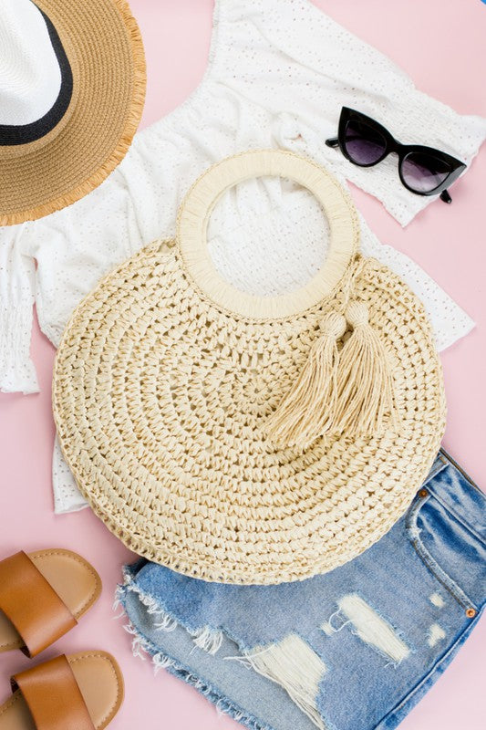 Straw Tassel O-Ring Tote - Body By J'ne