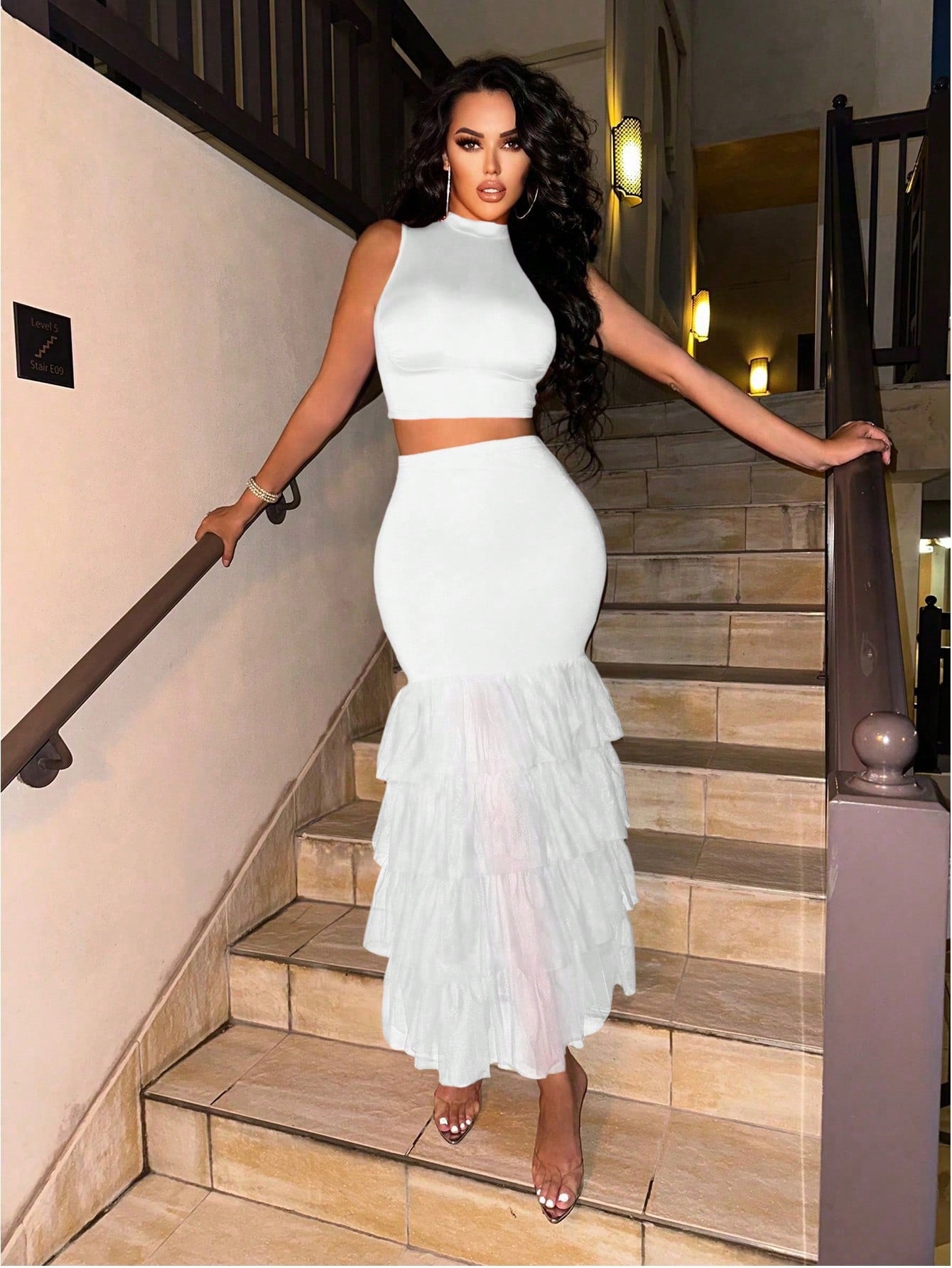 Jordan Mesh Fish Tail Hem Skirt Two Piece Set - Body By J'ne