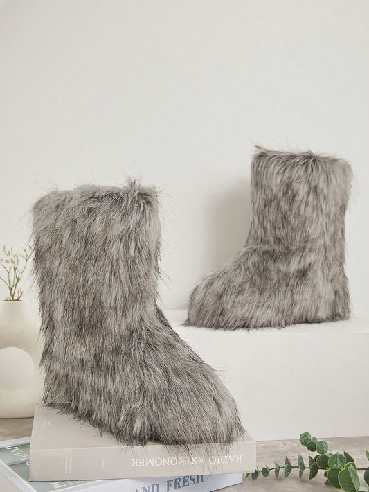 Fluffy Mid Calf Winter Boots - Body By J'ne