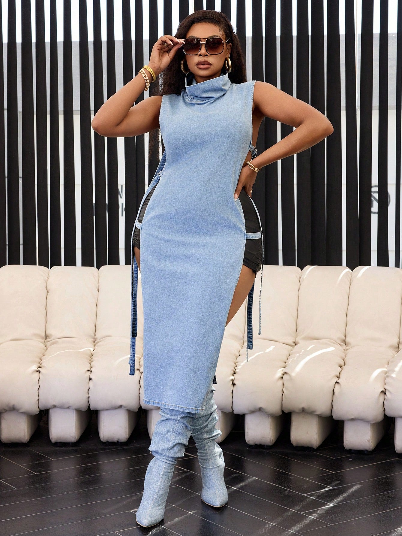 Stretch Denim Sleeveless Top - Body By J'ne