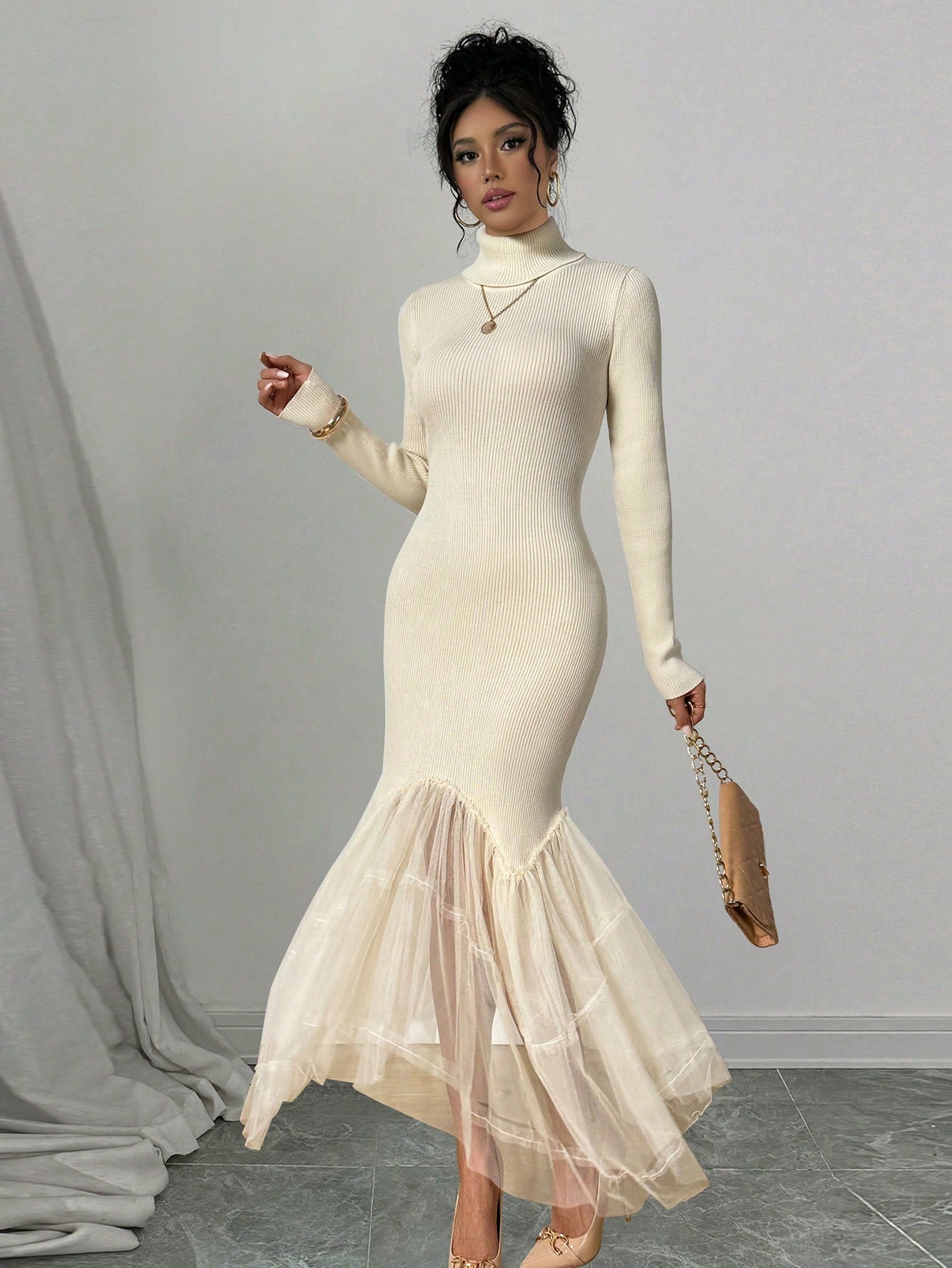 French Turtleneck Mesh Dress – Body By J'ne