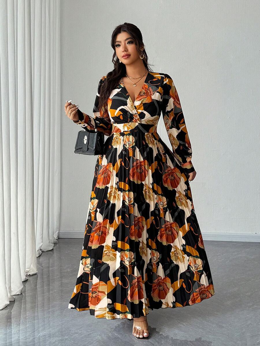chinese dress ladies Floral Pleated Maxi Dress – The J. Peterman Company