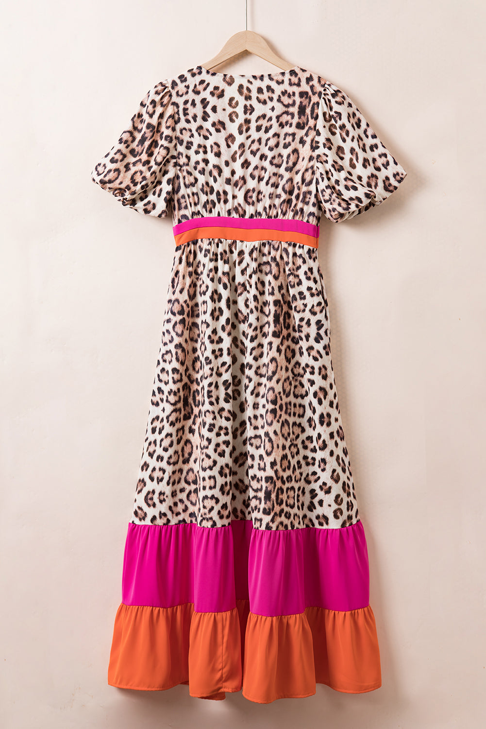 Leopard V-Neck Half Sleeve Maxi Dress - Body By J'ne