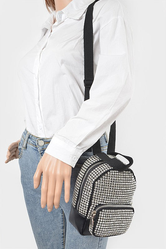 Rhinestone Statement Mini Convertible Backpack - Body By J'ne