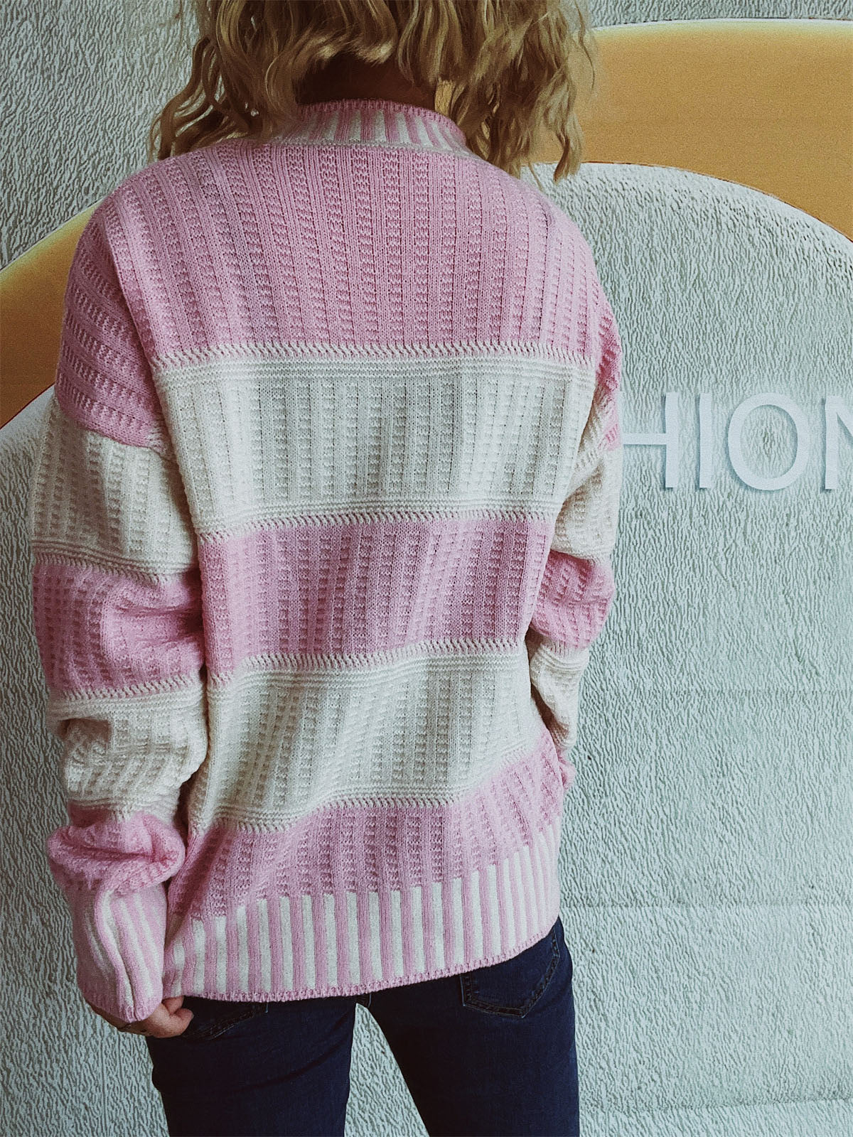 Contrast Round Neck Long Sleeve Sweater - Body By J'ne