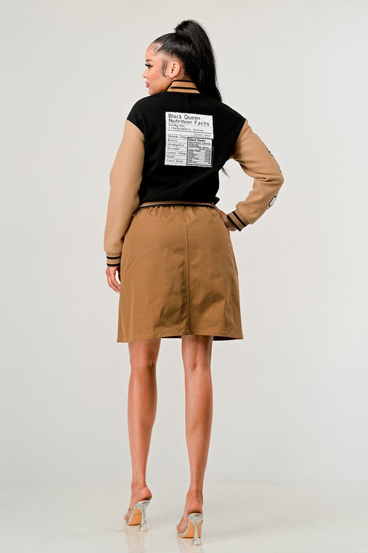 Black Queen letterman Jacket - Body By J'ne