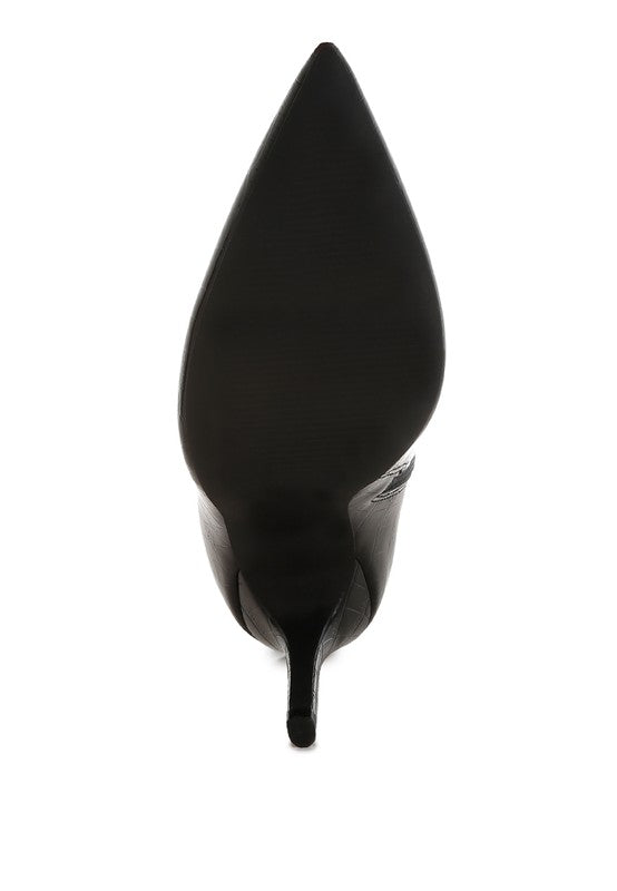 Kultrus Croco Stiletto Heel Mid-Calf Boots - Body By J'ne