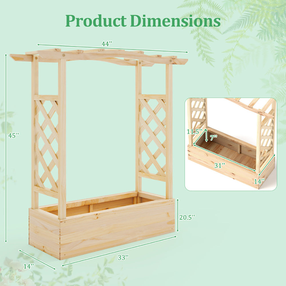 Wooden Raised Garden Bed Planter Box With Trellis And Hanging Roof - Body By J'ne