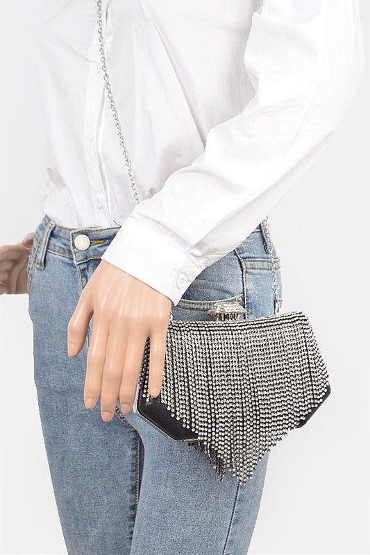 Fringe Rhinestone Box Clutch Bag - Body By J'ne