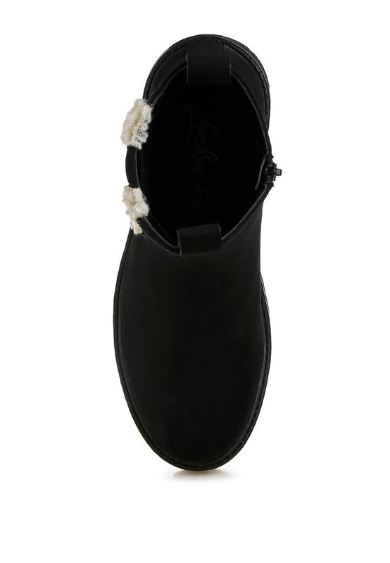 Mothman Faux Fur Detail Chunky Ankle Boots - Body By J'ne