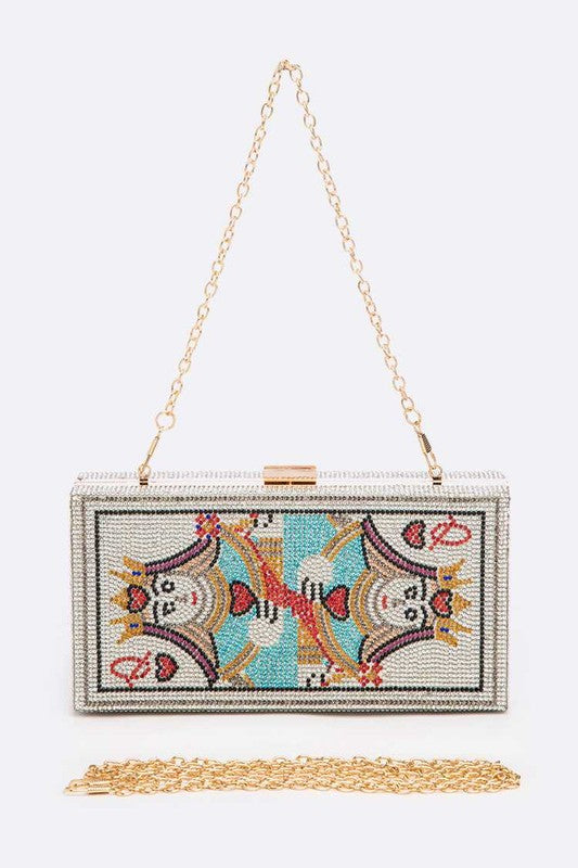 QUEEN Poker Rhinestone Box Clutch - Body By J'ne