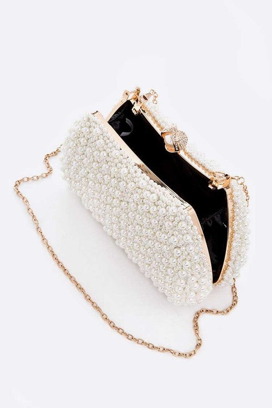 Pearl Embellishment Double Sided Statement Clutch - Body By J'ne