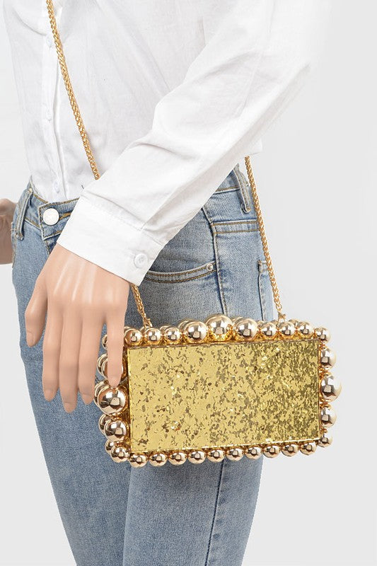 Metallic Beads Glitter Iconic Box Clutch - Body By J'ne