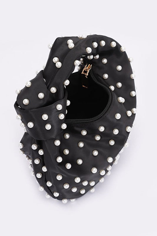Pearl Studs Top Handle Soft Clutch - Body By J'ne