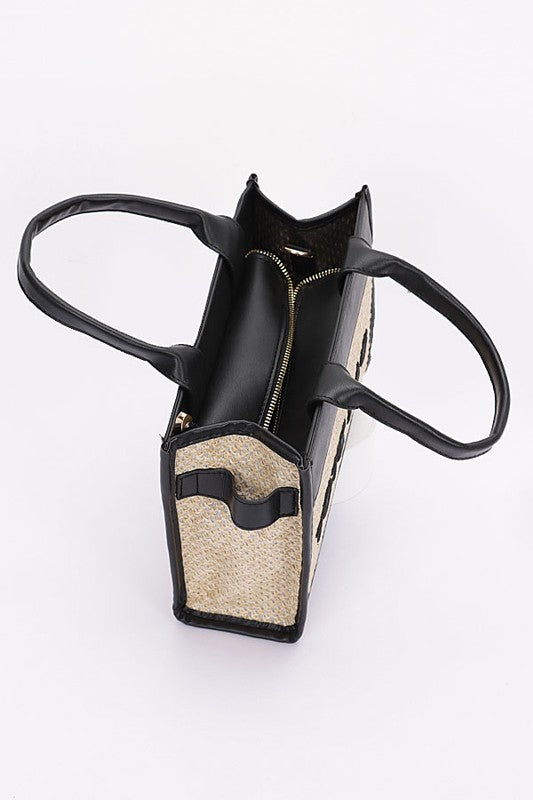 Faux Straw Fashion Tote Bag - Body By J'ne