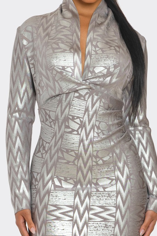 Metallic Zigzag Holiday Bandage dress - Body By J'ne