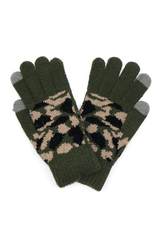 Camouflage Print Knitted Smart Gloves - Body By J'ne