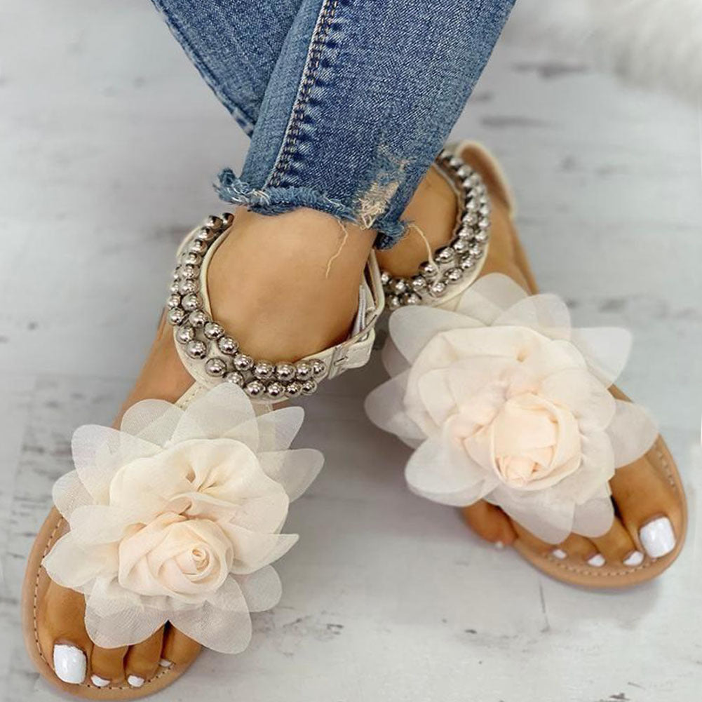 Flat flower sandals - Body By J'ne