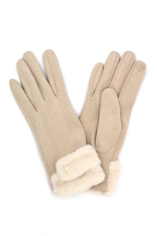 Faux Suede Fur Cuff Winter Gloves - Body By J'ne