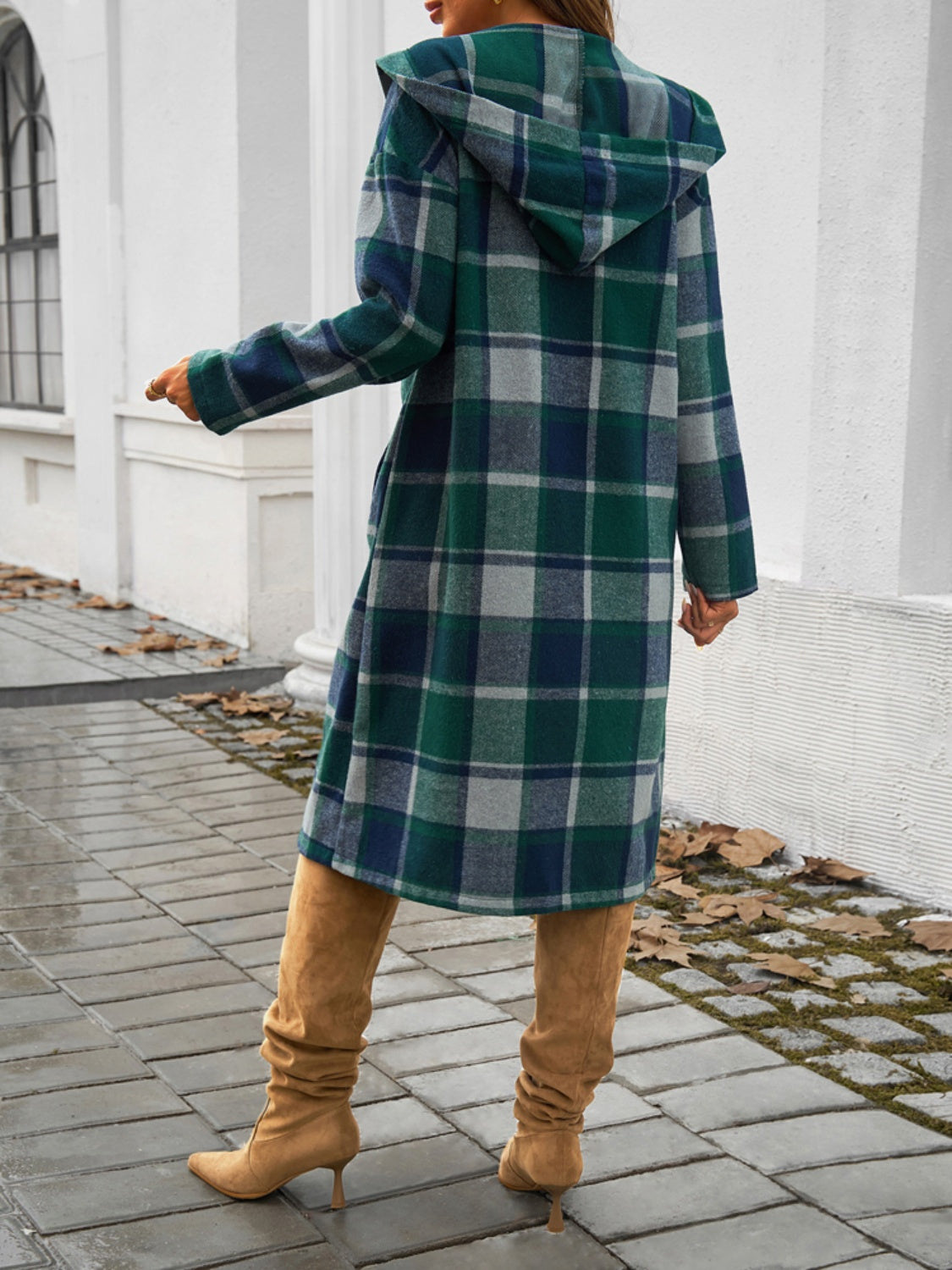 Devine Plaid Long Sleeve Hooded Coat - Body By J'ne