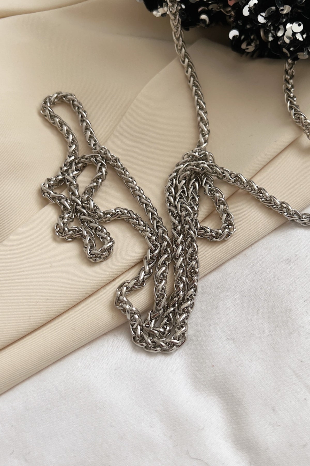 Sequin Chain Drawstring Bucket Bag - Body By J'ne