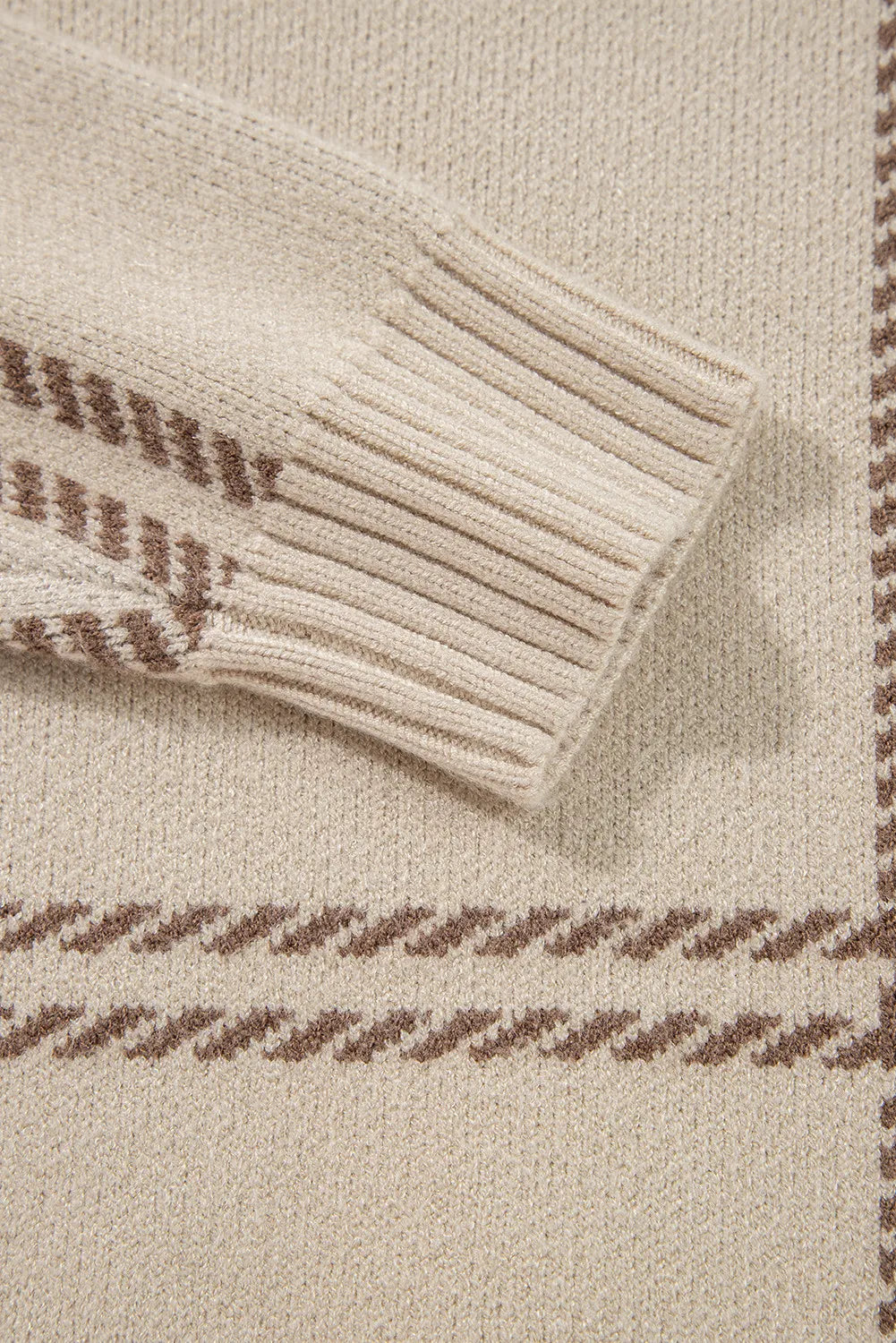 Plaid Round Neck Dropped Shoulder Sweater - Body By J'ne