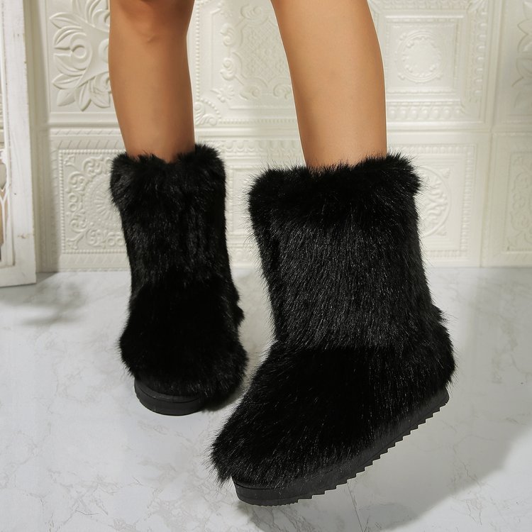Mid-tube Furry Boots - Body By J'ne