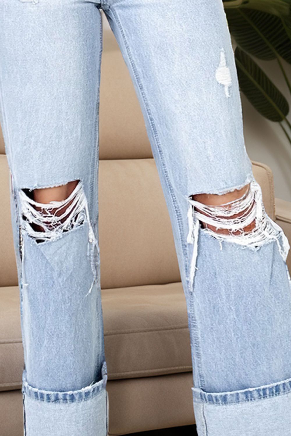 Distressed High Waist Jeans with Pockets - Body By J'ne