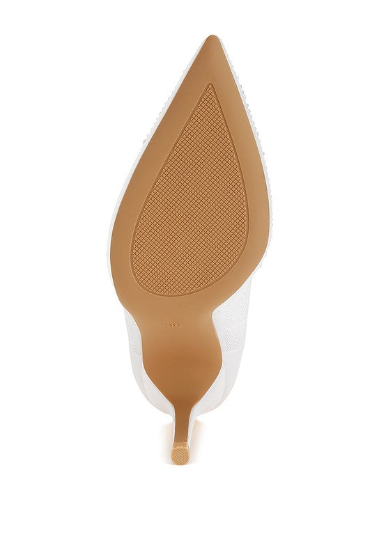 High Ball Mesh Rhinestone Stiletto Pumps - Body By J'ne