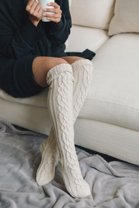 Knee High Cable Knit Socks - Body By J'ne