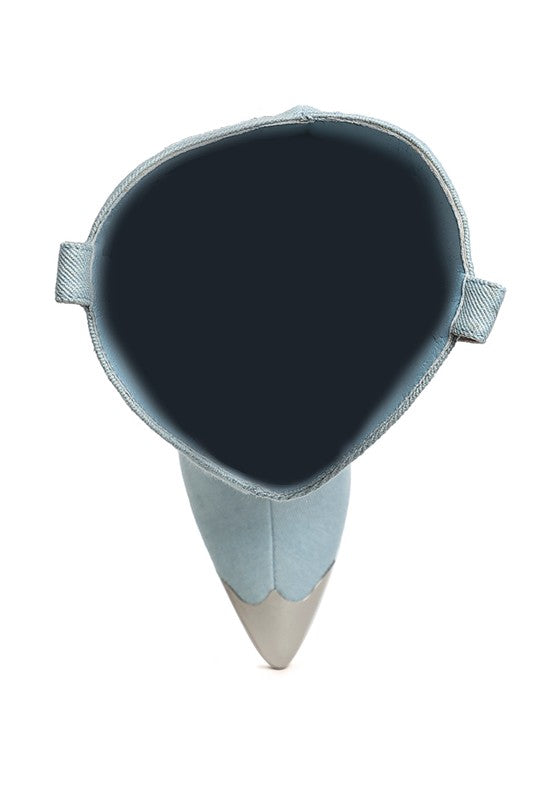 Ridda Metallic Cap Toe Denim Boots - Body By J'ne