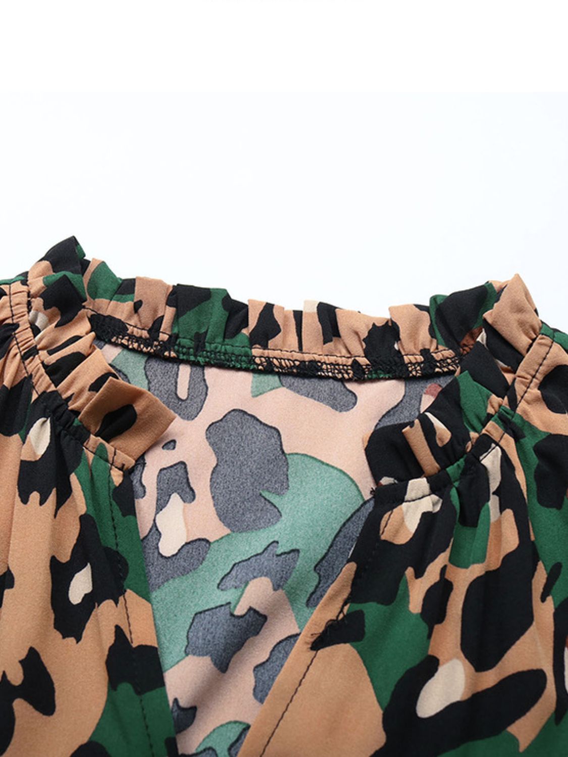 Perfee Leopard Notched Flounce Sleeve Midi Dress - Body By J'ne