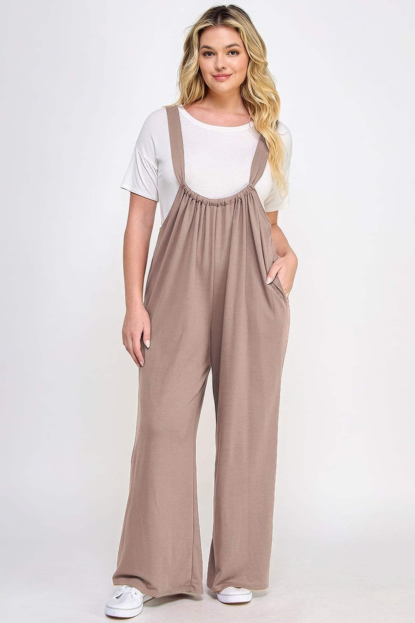 French Terry Wide Leg Jumpsuit Overalls - Body By J'ne