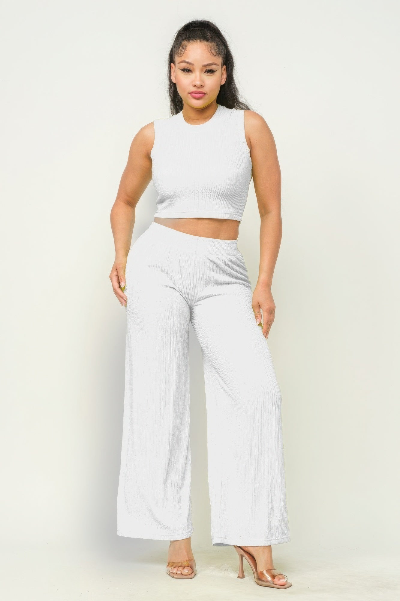 Crop Top And Wide Pants Set - Body By J'ne