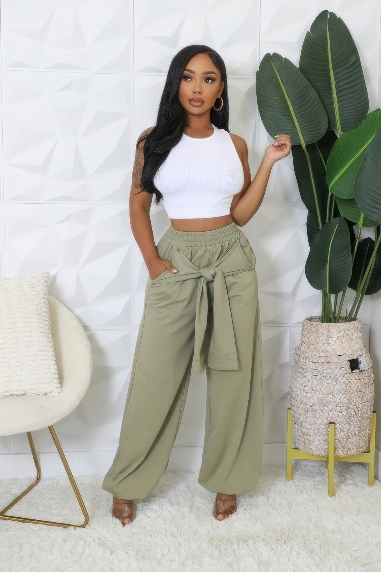 High-waisted Stretch Pants - Body By J'ne