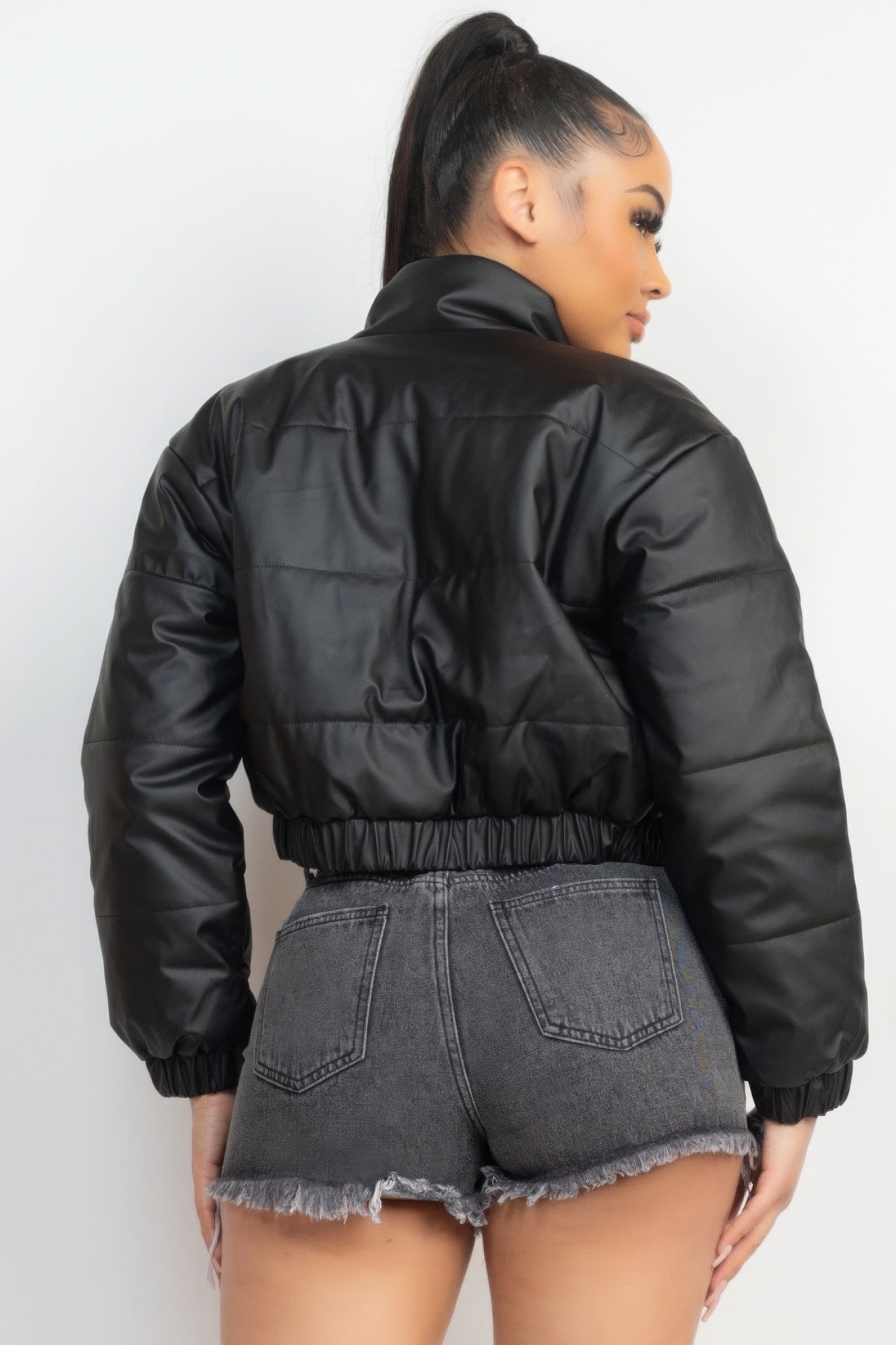 Snap Button Padded Crop Jacket - Body By J'ne