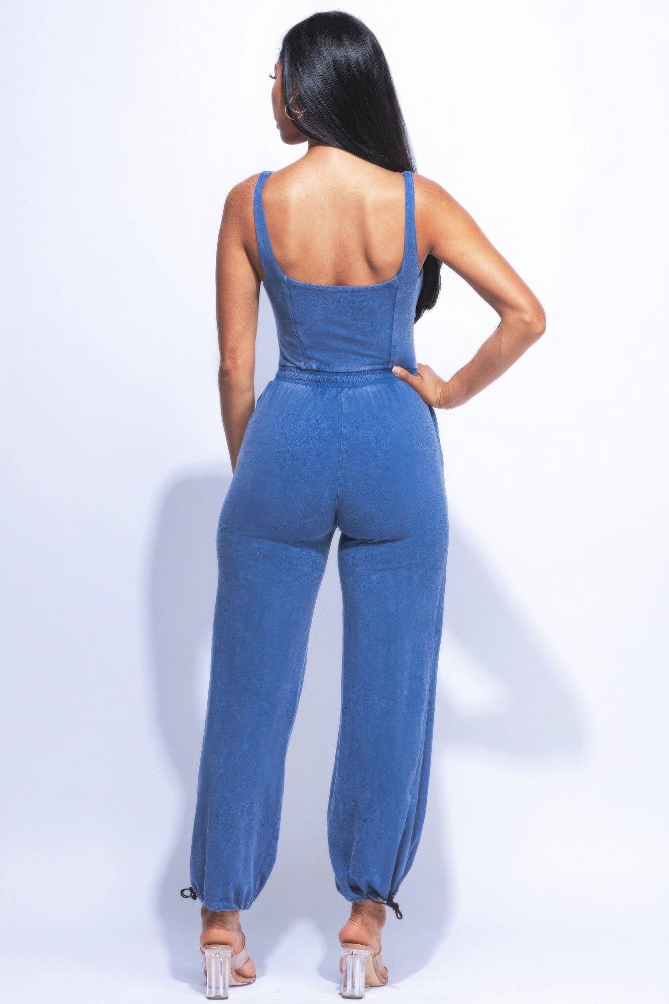 Washed Jumpsuit With Adjustable Ankle - Body By J'ne