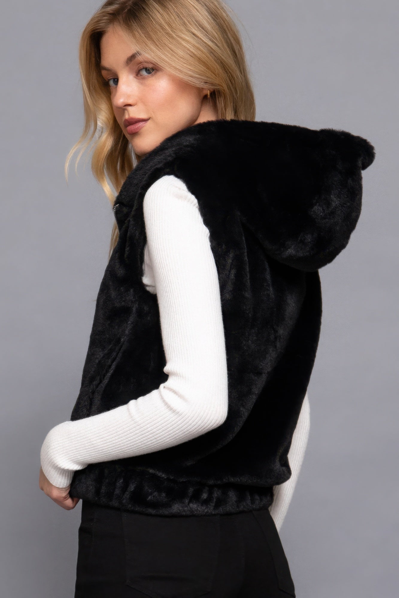 Hoodie Faux Fur Vest - Body By J'ne
