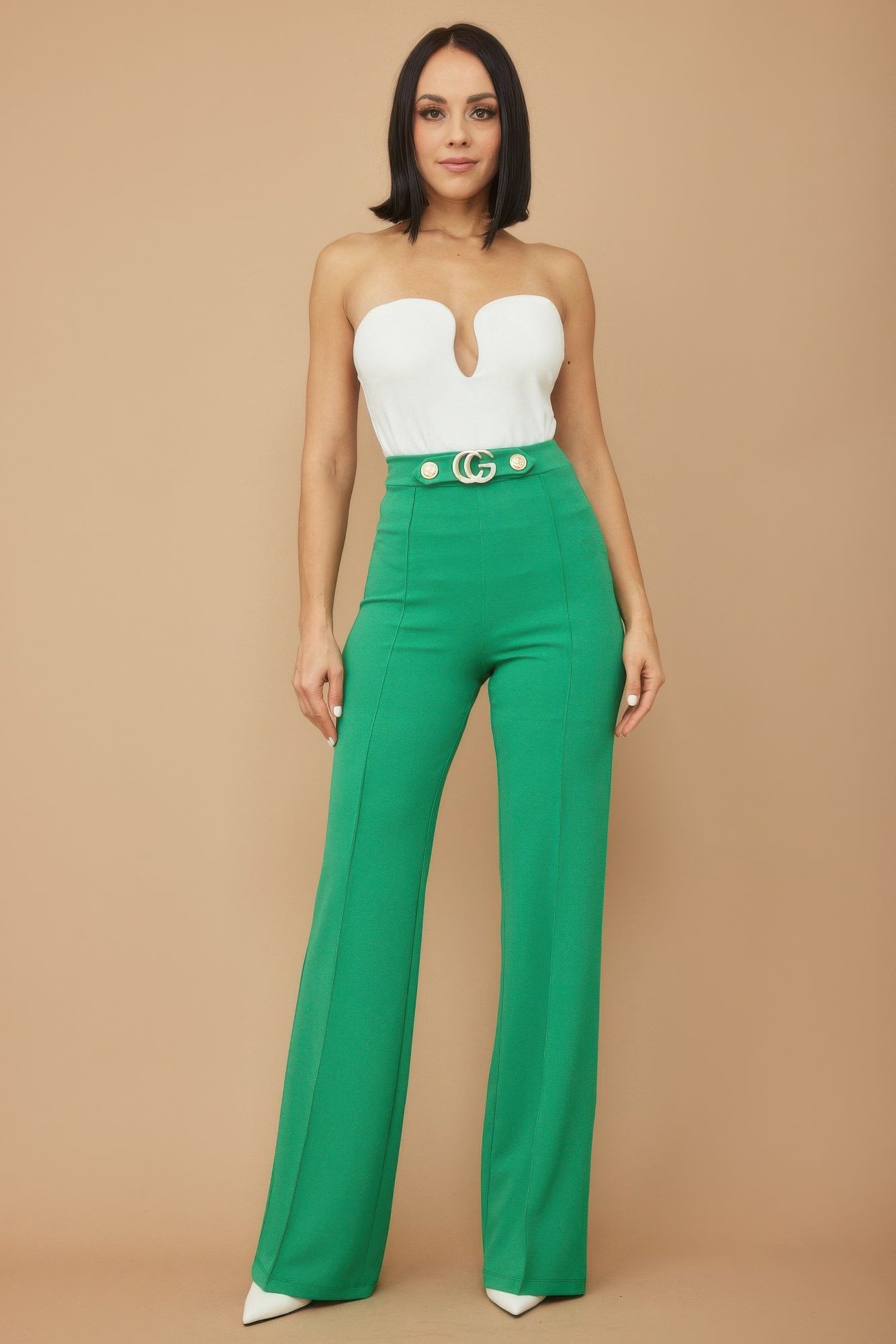 Cg Buckle And Button Detail Pants - Body By J'ne