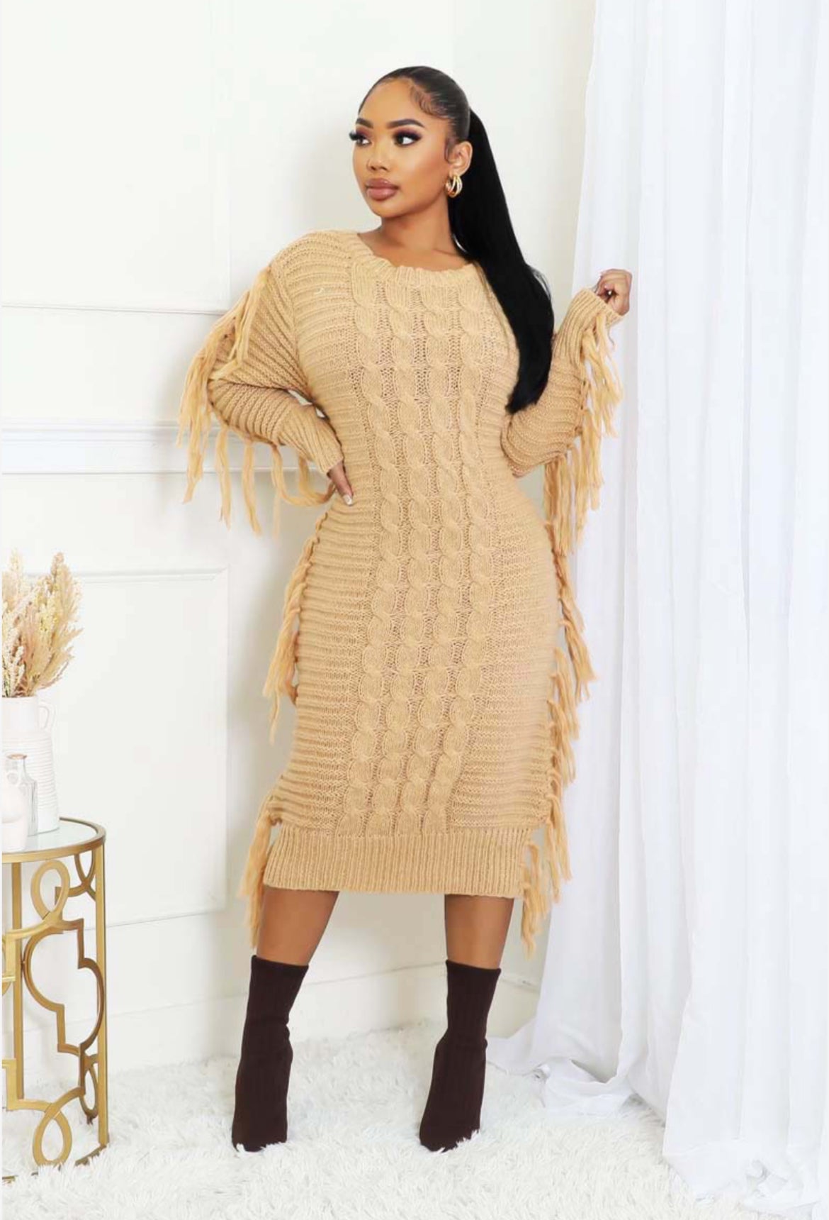Fringe Sweater Dress Body By J'ne Fringe Sweater Dress Body By J'ne