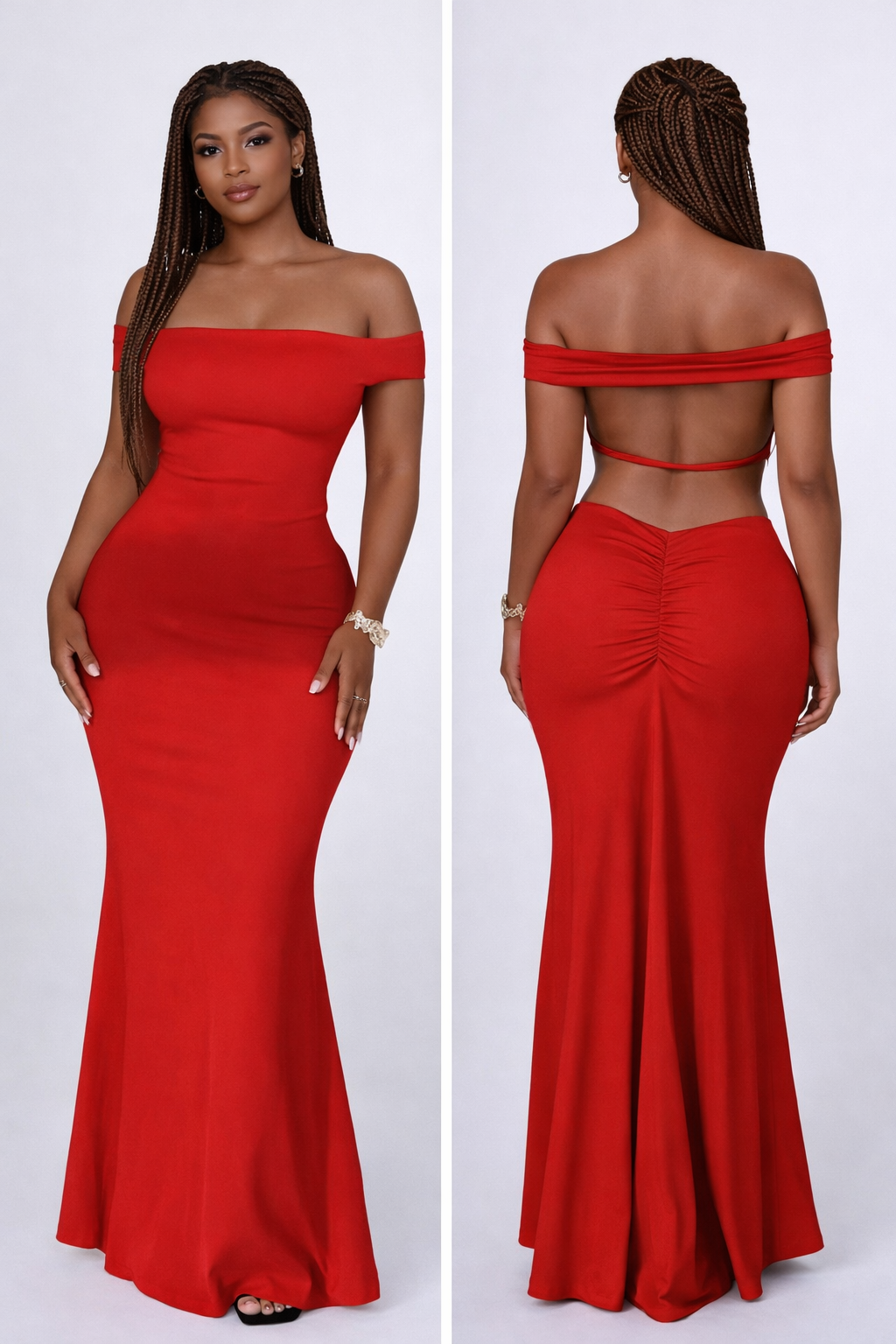 Backless Off-Shoulder Bodycon Mermaid Maxi Dress – Body By J'ne