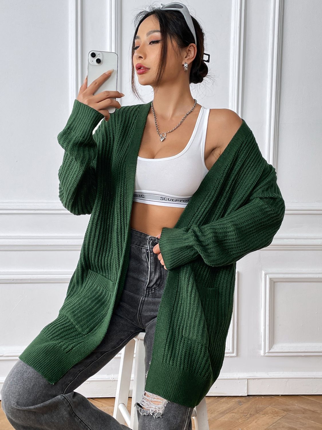 Open Front Long Sleeve Cardigan - Body By J'ne