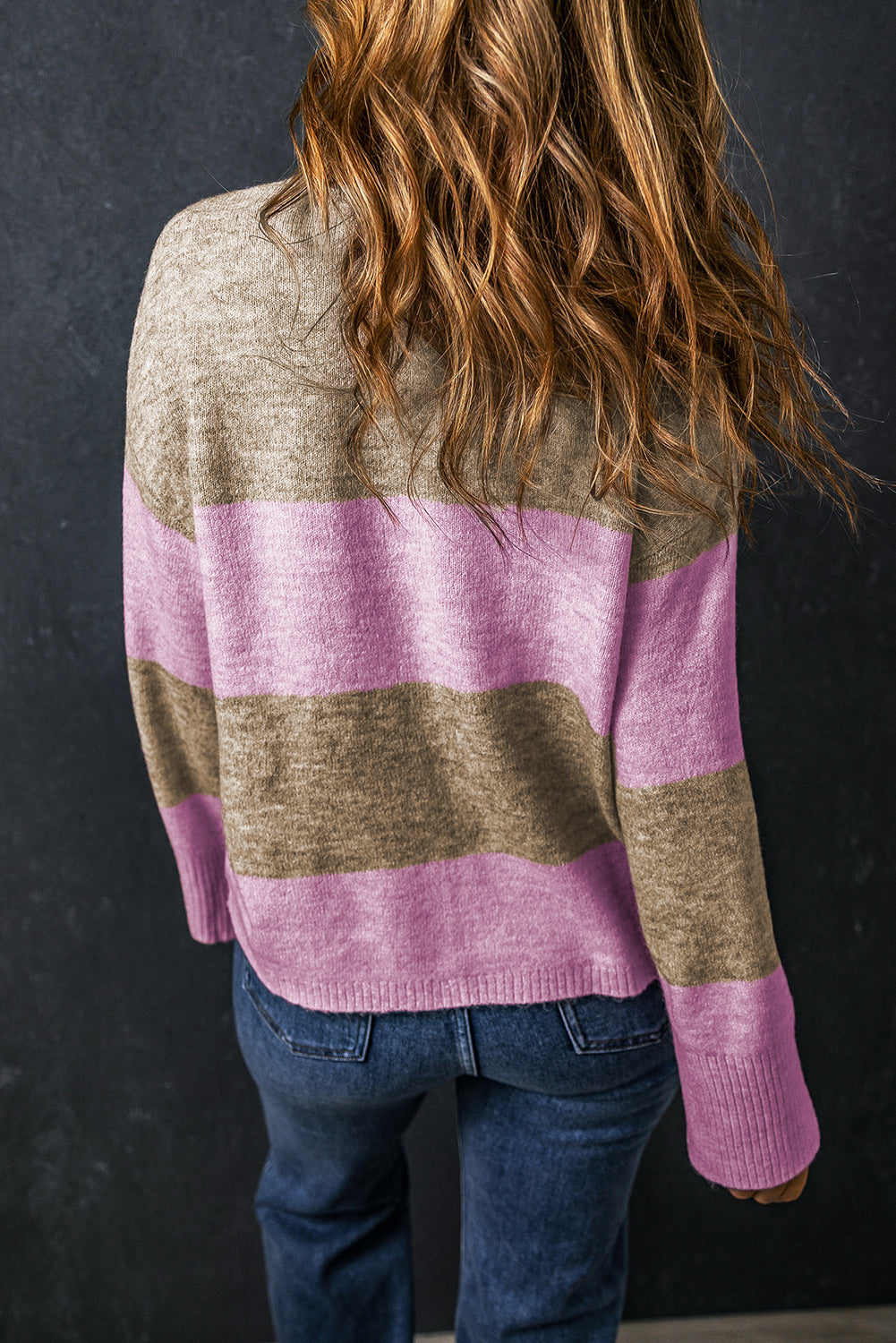 Color Block Round Neck Long Sleeve Sweater - Body By J'ne