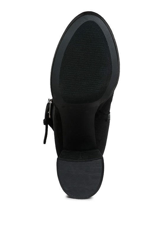 Wanderer Flared Block Heel Mid-Calf Boots - Body By J'ne