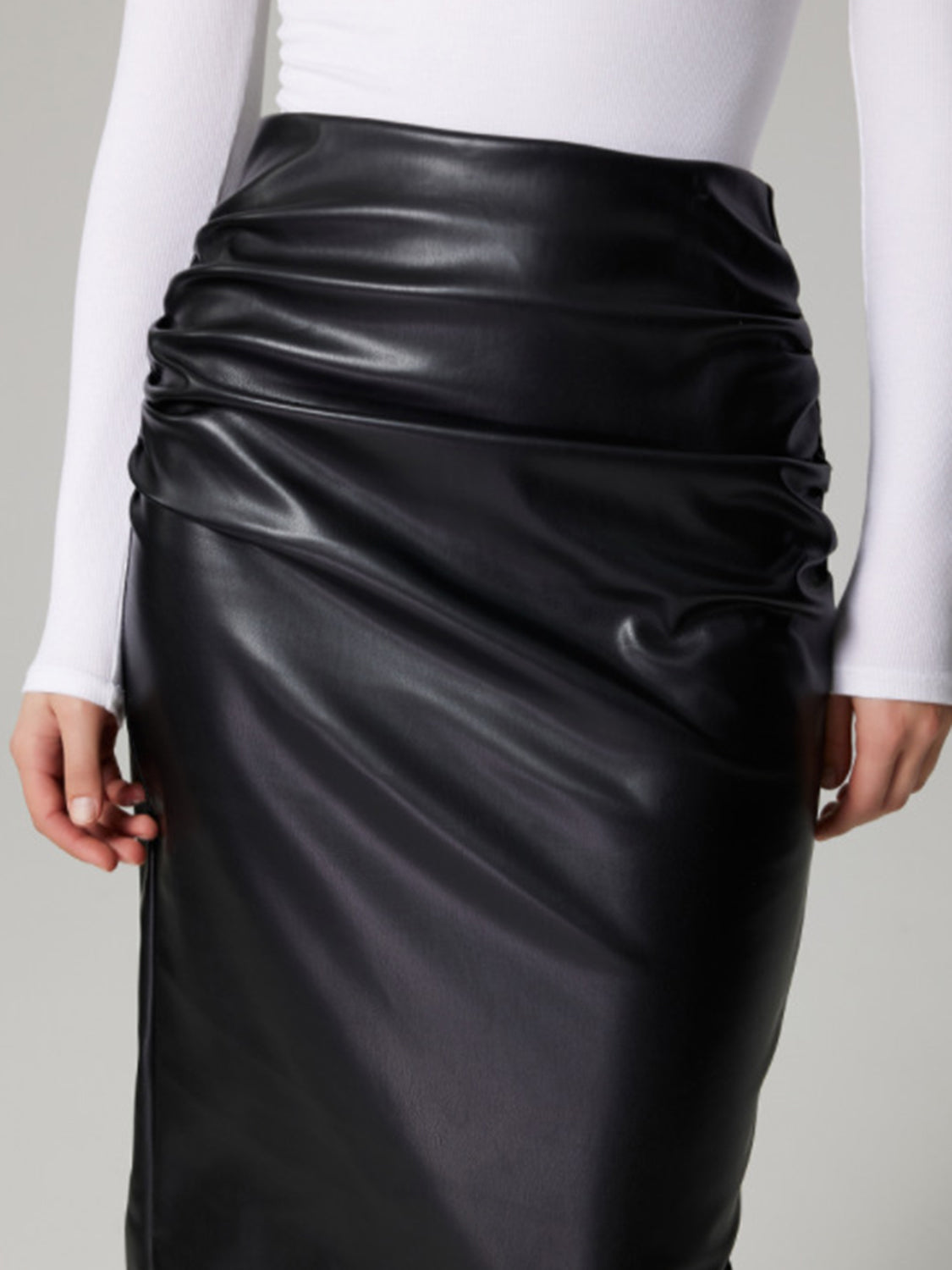 Slit Back Ruched Midi Skirt - Body By J'ne