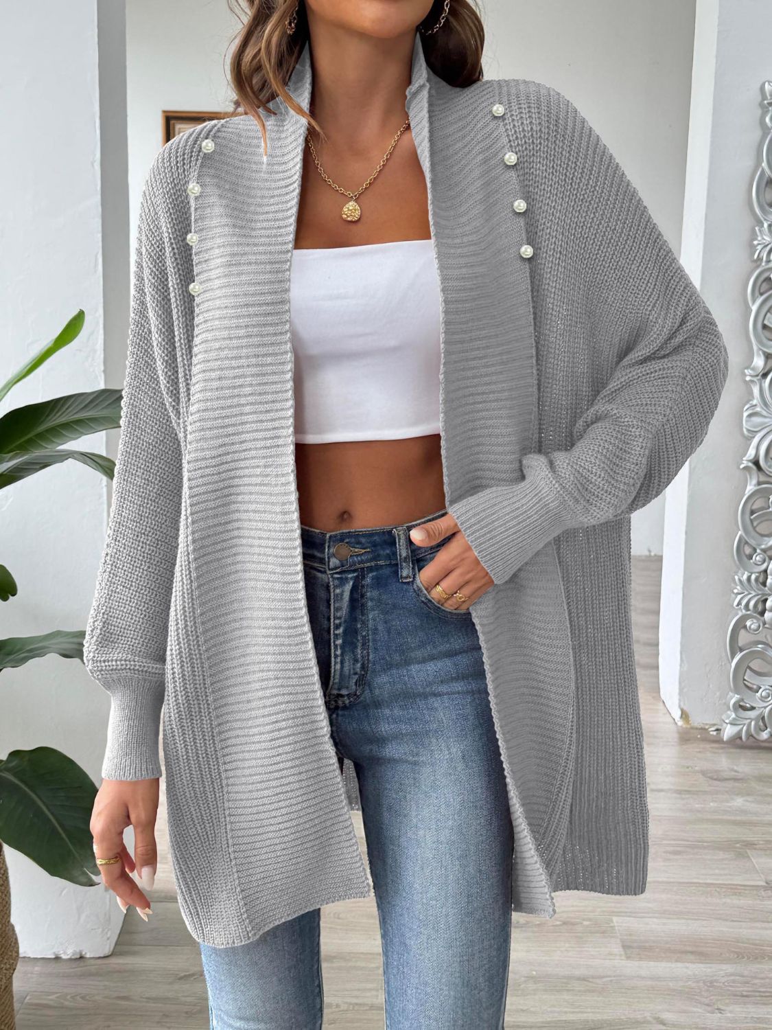 Open Front Long Sleeve Cardigan - Body By J'ne